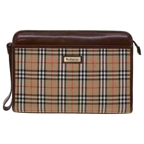 Burberry - Túi Cầm Tay Nam Burberry Nova Check Clutch Bag Canvas Leather Brown Beige BS7696 Màu Be Nâu - Vua Hàng Hiệu