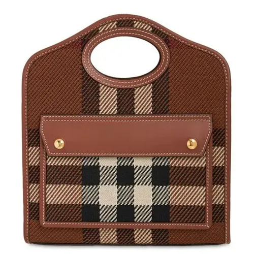 Túi xách - Túi Đeo Chéo Nữ Burberry Mini Pocket Knitted Bag Dark Birch Brown Màu Nâu Kẻ - Vua Hàng Hiệu