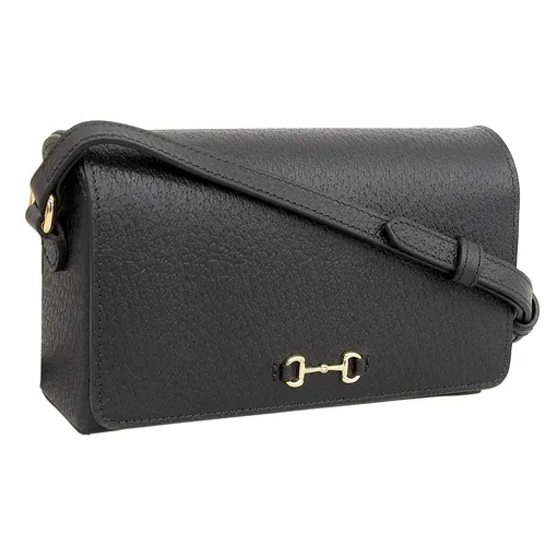 Túi Đeo Chéo Nữ Gucci Shoulder Bag Leather Black Horsebit 703206DJ20G1000 Màu Đen - Túi xách - Vua Hàng Hiệu