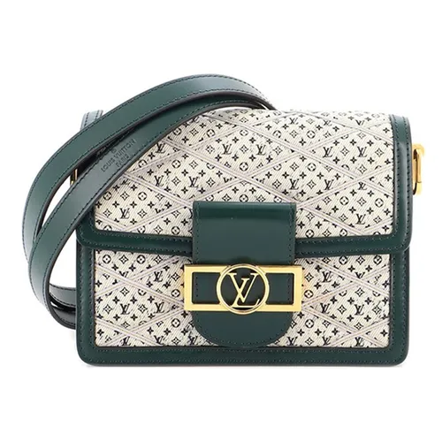 Túi xách Louis Vuitton Vải và da Pháp - Túi Đeo Chéo Nữ Louis Vuitton LV Green & Neutral Malletage Monogram Denim Mini Dauphine Màu Trắng Xanh - Vua Hàng Hiệu