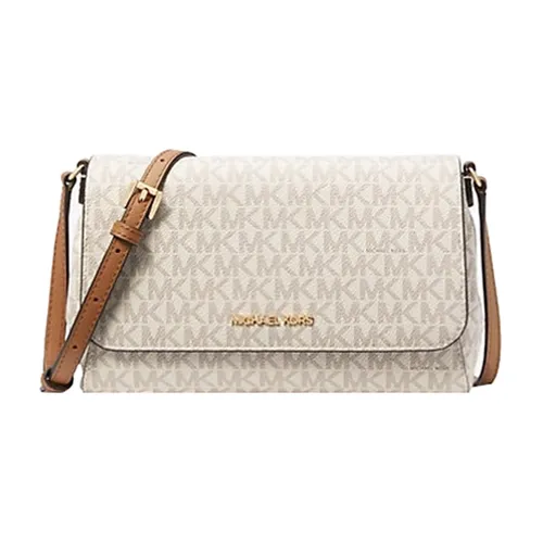 Túi Đeo Chéo Nữ Michael Kors MK Medium Logo Convertible Crossbody Bag 35H8GTTC6B Màu Trắng Kem - Túi xách - Vua Hàng Hiệu