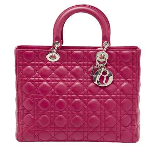 Túi xách Dior Túi tote - Túi Tote Nữ Christian Dior Fuchsia Cannage Leather Large Lady Pink Màu Hồng - Vua Hàng Hiệu