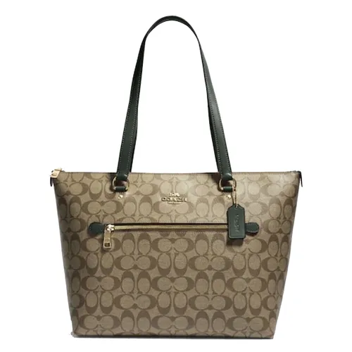 Túi xách - Túi Tote Nữ Coach Signature Gallery Bag 79609 Khaki Màu Be Nâu - Vua Hàng Hiệu