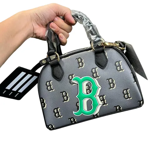 Túi xách - Túi Xách Tay MLB Classic Monogram Bag Boston Red Sox Màu Xám - Đen - Vua Hàng Hiệu
