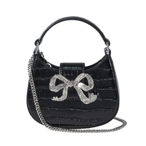 Self-Portrait - Túi Xách Tay Nữ Self-Portrait Black Croc Crescent Bow Micro Bag Màu Đen - Vua Hàng Hiệu
