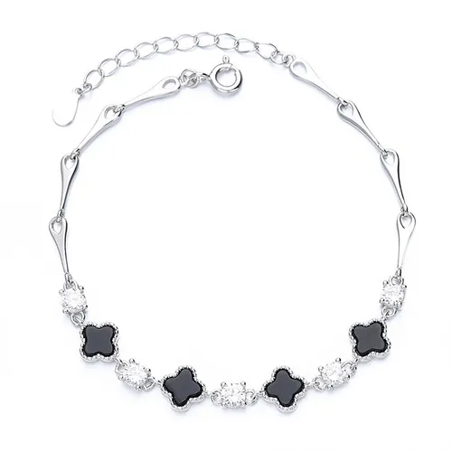 Vòng Đeo Tay LiLi Jewelry Cỏ Bốn Lá Đính Đá CZ, Mã Não Lili_449223 Màu Bạc - Trang sức - Vua Hàng Hiệu