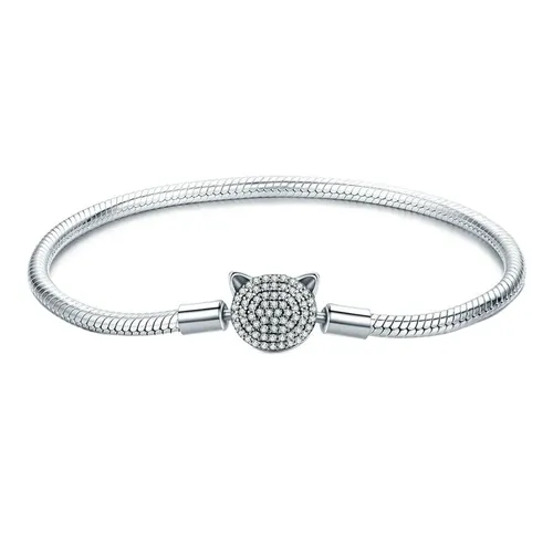 Lili Jewelry - Vòng Đeo Tay Nữ Lili Jewelry Đính Đá CZ Hình Mèo Vanessa LILI_089811 Màu Bạc Size 17 - Vua Hàng Hiệu