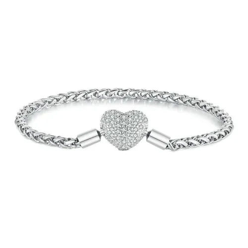 Lili Jewelry - Vòng Đeo Tay Nữ Lili Jewelry Đính Đá CZ Hình Trái Tim Everlee LILI_089944 Màu Bạc Size 17 - Vua Hàng Hiệu
