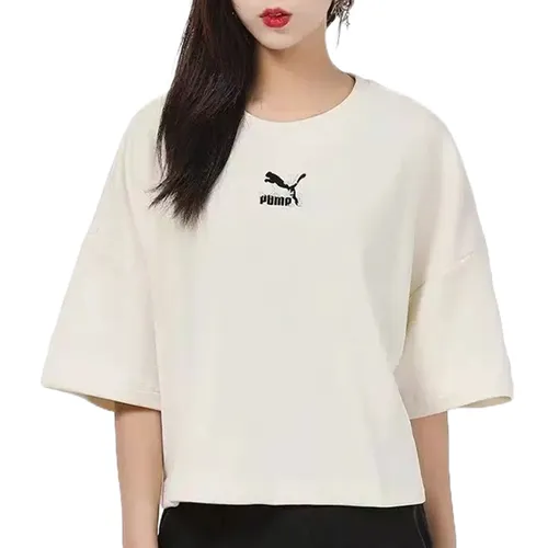 Thời trang - Áo Croptop Nữ Puma Floral Crew Short Top Beige Tshirt 533212 73 Màu Be Size M - Vua Hàng Hiệu