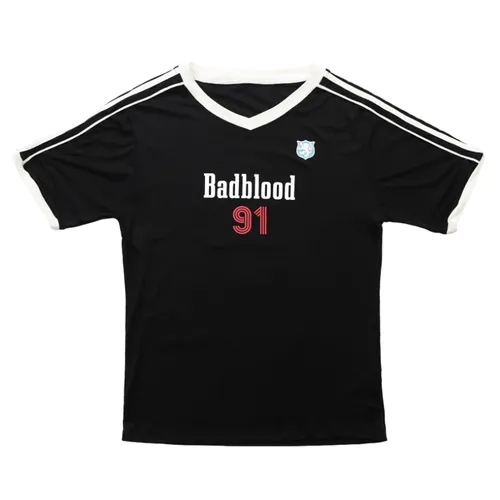 Badblood - Áo Phông Nữ Badblood W Tee24 054 Vintage Club V-Neck Jersey TShirt Black Màu Đen - Vua Hàng Hiệu