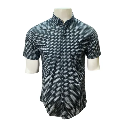 Áo Sơ Mi Cộc Tay Nam Armani Exchange All-Over Shirt 6LZC25 ZNEAZ - GC03 Màu Xanh Đen Size XS
