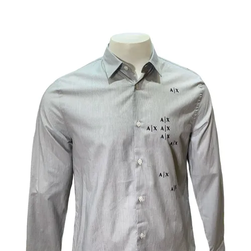 Áo Sơ Mi Dài Tay Nam Armani Exchange Shirt 6LZC06 ZNIXZ - GC03 Màu Xám Size S