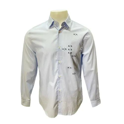 Áo Sơ Mi Dài Tay Nam Armani Exchange Shirt 6LZC06 ZNIXZ - GC03 Màu Xanh Nhạt Size S