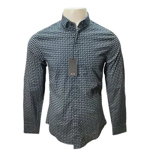 Thời trang Armani Exchange - Áo Sơ Mi Dài Tay Nam Armani Exchange Shirt 6LZC25 ZNEAZ - GC03 Màu Xanh Đen Size XS - Vua Hàng Hiệu