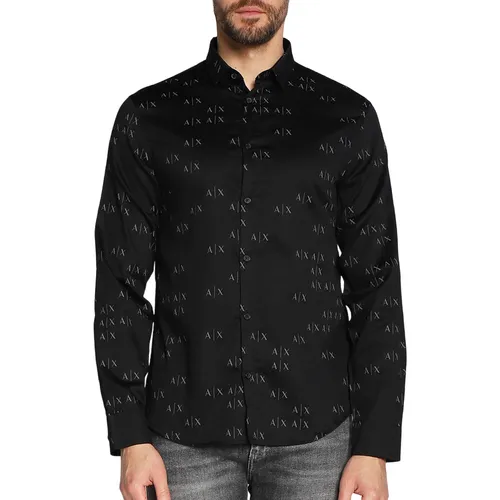 Áo Sơ Mi Dài Tay Nam Armani Exchange Shirt 6LZC45 ZNZRZ Màu Đen Size S