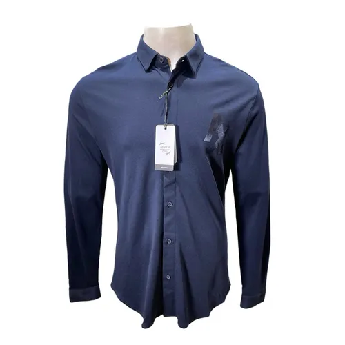Áo Sơ Mi Dài Tay Nam Armani Exchange Shirt 6LZCHA ZJXCZ - GC03 Màu Xanh Đen Size S