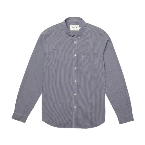 Áo Sơ Mi Nam Lacoste Men's Regular Fit Cotton Poplin Shirt CH2564 522 Màu Kẻ Caro Đen Trắng Size 38