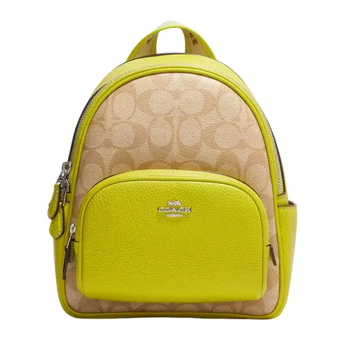 Túi xách Coach Balo - Balo Nữ Coach Mini Court Backpack In Signature Canvas CJ594 Màu Be Vàng - Vua Hàng Hiệu