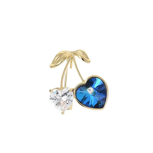 Cài Áo Nữ Kya Jewel Cherry Crystal Heart BR758 Màu Vàng - Xanh - Phụ kiện - Vua Hàng Hiệu