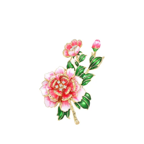 Phụ kiện Vàng hồng - Cài Áo Nữ Kya Jewel Peony Blossom BR756 Màu Vàng- Hồng - Vua Hàng Hiệu