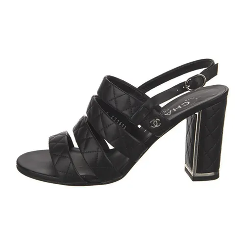 Dép Cao Gót Nữ Chanel Interlocking CC Logo Slingback Sandals Màu Đen Size 35.5 - Dép - Vua Hàng Hiệu