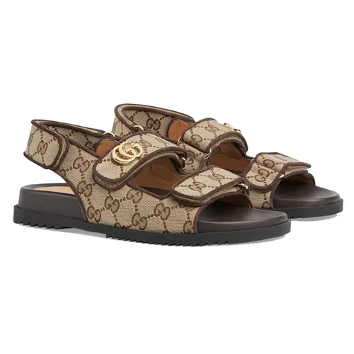 Dép Sandal Nữ Gucci Women's Double G Monogram ‎771575 G1730 9755 Màu Be Nâu Size 36 - Dép - Vua Hàng Hiệu
