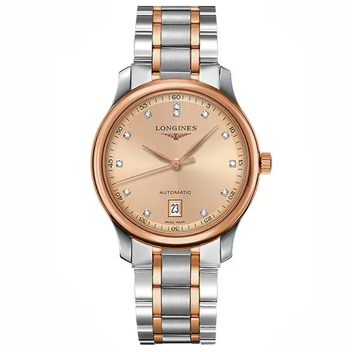 Đồng hồ Nam Vàng - Bạc Thép không gỉ - Đồng Hồ Nam Longines Master Diamond Rose Gold Date L2.628.5.99.7 Màu Vàng Bạc - Vua Hàng Hiệu