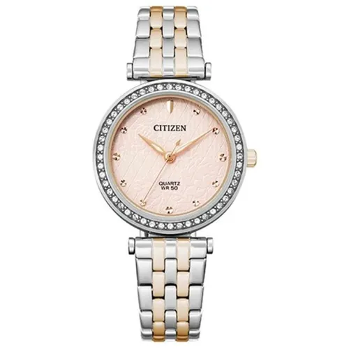 Đồng Hồ Nữ Citizen Quartz Crystal Pink Dial Ladies Watch ER0218-53X Màu Bạc Hồng