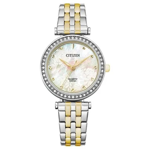 Đồng Hồ Nữ Citizen Quartz MOP Swarovski Crystals Elegant Ladies Watch ER0214-54D Màu Bạc
