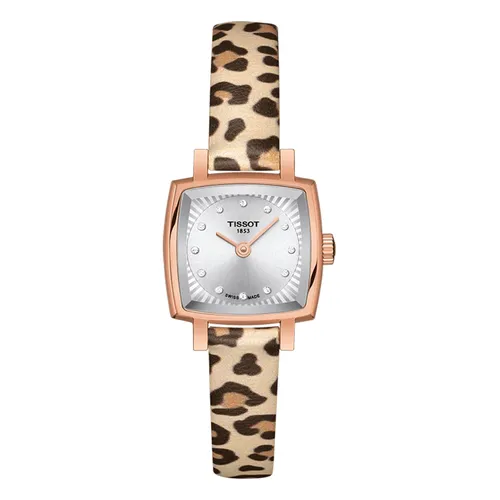 Đồng Hồ Nữ Tissot T-Lady Quartz Diamond Silver Dial T058.109.37.036.00 Màu Be Đen