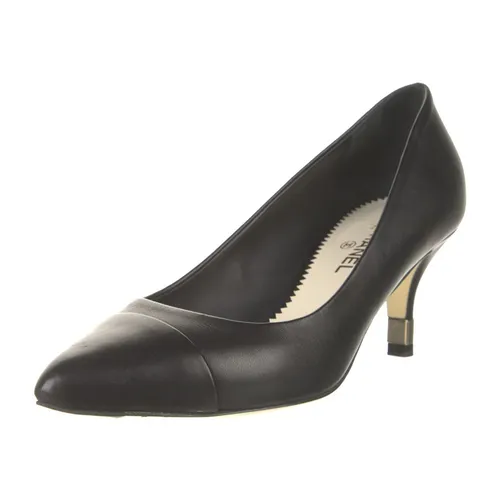 Giày Chanel Nữ - Giày Cao Gót Chanel Interlocking CC Logo Heels Black Pumps Màu Đen Size 36C - Vua Hàng Hiệu