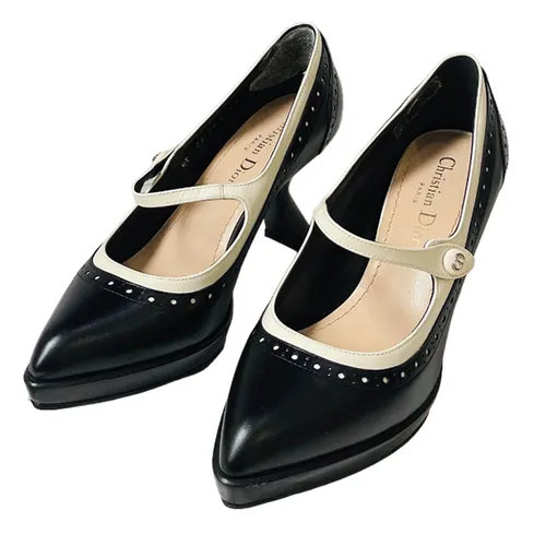 Giày Dior Nữ - Giày Cao Gót Nữ Dior Pump Black And White Perforated Calfskin Màu Đen Size 36.5 - Vua Hàng Hiệu