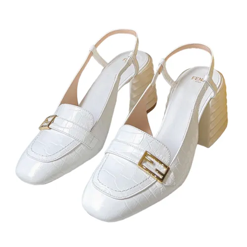 Giày - Giày Cao Gót Nữ Fendi Promenade Leather Slingback Pumps Màu Trắng Size 38 - Vua Hàng Hiệu
