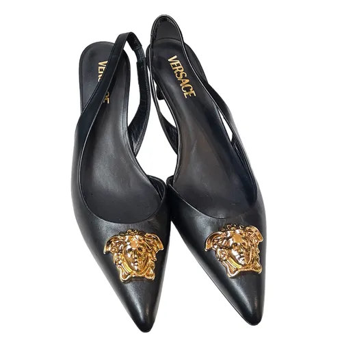 Giày - Giày Cao Gót Nữ Versace Slingback Màu Đen Size 36 - Vua Hàng Hiệu