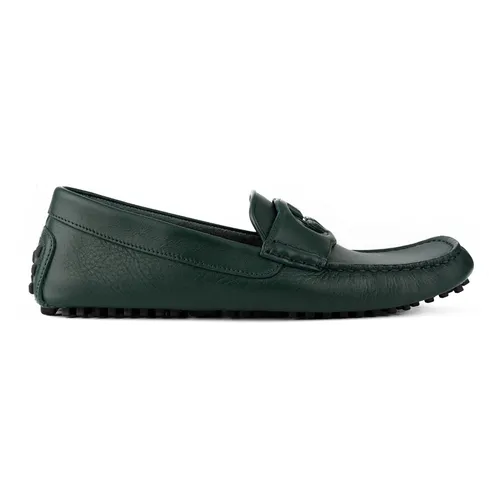 Giày Lười Nam Gucci Green Leather With GG Logo 730148-1XH60-3154 Màu Xanh Lá Size 7.5