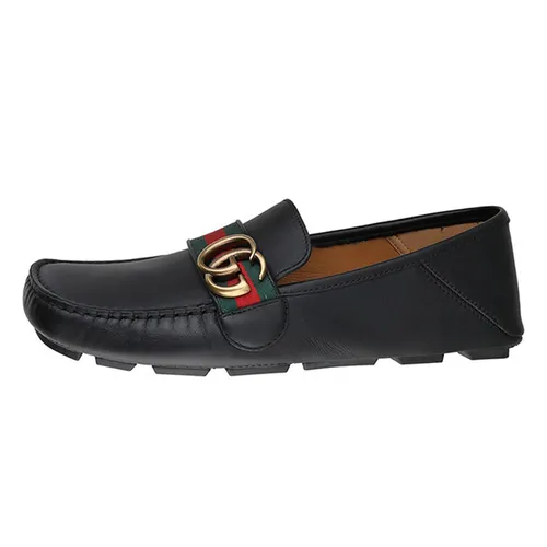 Giày Lười Nam Gucci Leather Driver Web Loafers 450891-DTM10-1060 Màu Đen Size 39.5