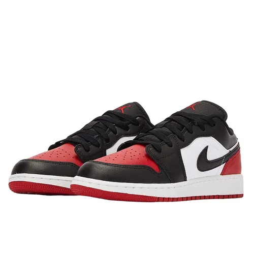 Giày Thể Thao Nam Nike Air Jordan 1 Low Bred Toe 2.0 553560-161 Màu Đen Đỏ Size 39