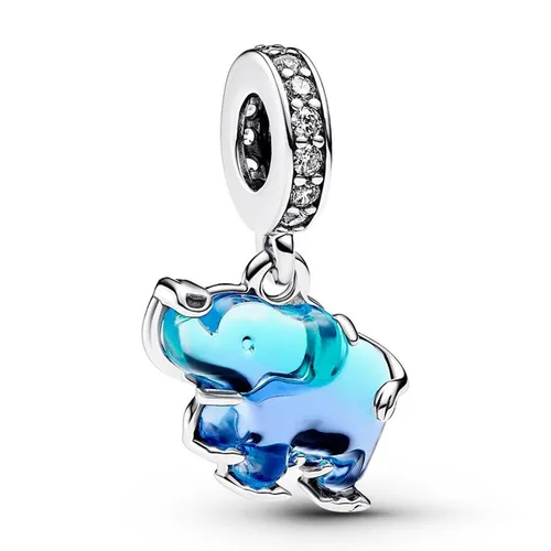 Trang sức Xanh dương - Hạt Vòng Charm Pandora Moments Hình Chú Voi Đính Đá 793339C01 Màu Xanh Dương - Vua Hàng Hiệu