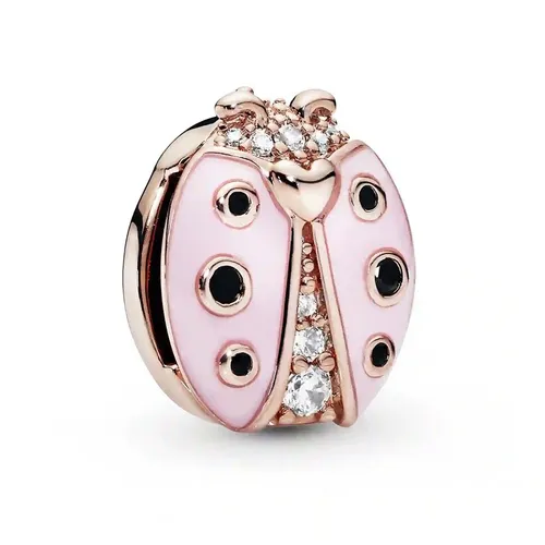 Hạt Vòng Charm Pandora Pink Ladybird Clip Rose Charm 787970EN160 Màu Vàng Hồng