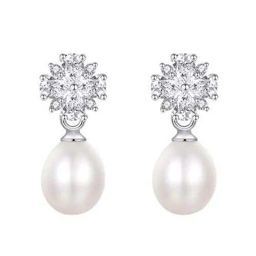 Khuyên Tai Nữ Kya Jewel Freshwater Pearl Floral PE2 Màu Bạc - Trang sức - Vua Hàng Hiệu
