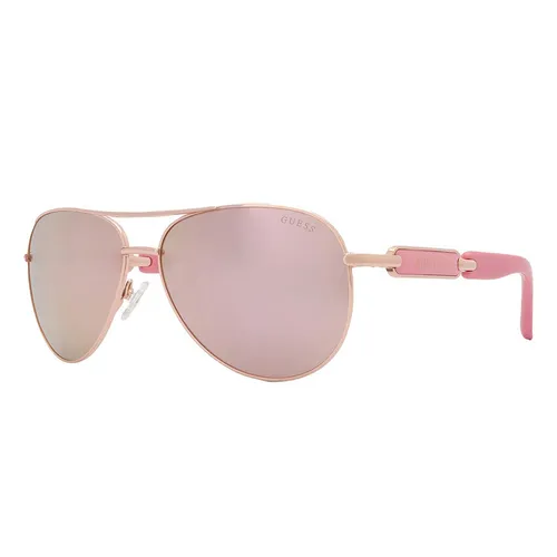 Kính Mát Nữ Guess Brown Pink Mirror Pilot Ladies Sunglasses GU7295-28G-60 Màu Hồng Nâu