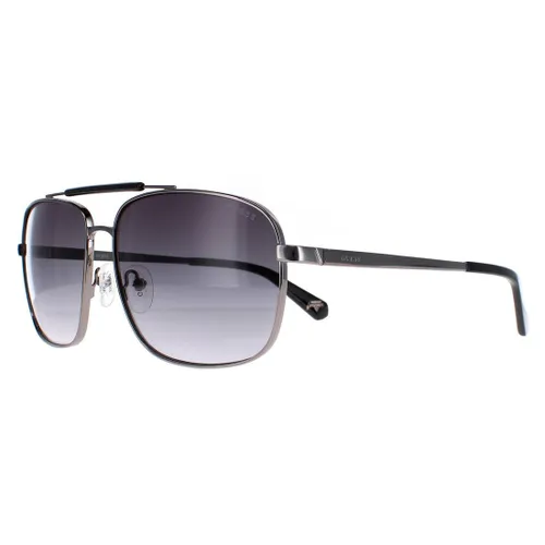 Kính mắt Xám khói - Kính Mát Unisex Guess Shiny Gunmetal Smoke Gradient GU5210-08B-62 Màu Xám Khói - Vua Hàng Hiệu