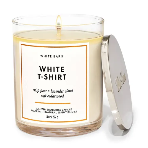 Nến Thơm 1 Bấc Bath & Body Works WHITE T-SHIRT Signature Single Wick Candle 227g