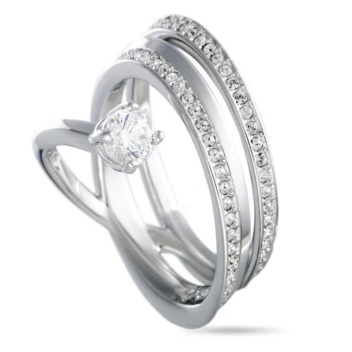 Nhẫn Nữ Swarovski Fresh Rhodium-Plated Crystal Swirl Ring 5235632 Màu Trắng Size 50