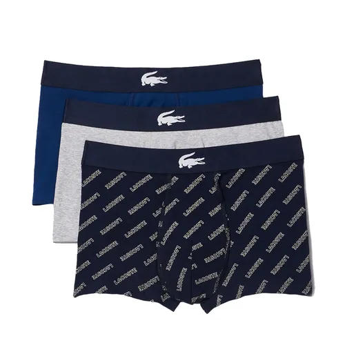 Set 3 Quần Lót Nam Lacoste Men's Stretch Cotton Trunks 3-Pack 5H1774 BCK Màu Navy/Xanh Dương/Xám Size S