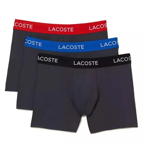 Thời trang Lacoste Quần lót - Set 3 Quần Lót Nam Lacoste Striped Waist Microfiber Trunks 3-Pack 5H6562 8W3 Phối Màu Xám Đậm Size XL - Vua Hàng Hiệu