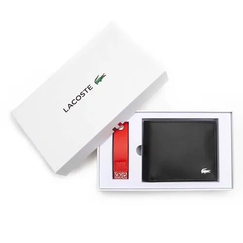 Set Ví + Móc Khóa Lacoste Men’s Wallet & Logo Keychain NH4215FG 000 Màu Đen