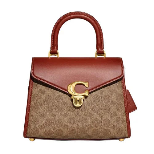 Túi Đeo Chéo Nữ Coach Sammy Top Handle In Signature Canvas Màu Nâu Khaki