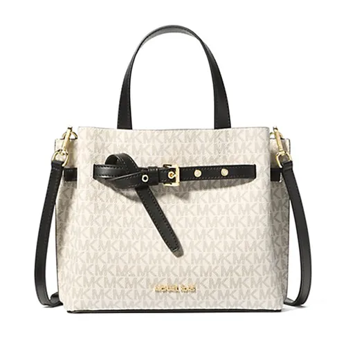 Túi Đeo Chéo Nữ Michael Kors MK Emilia Small Logo Satchel 35H0GU5S1B Màu Kem Phối Đen  