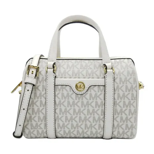 Túi xách Túi trống - Túi Đeo Chéo Nữ Michael Kors MK Travel Small Mini Duffle Shoulder Crossbody Bag 35S4GTFC1B Màu Trắng - Vua Hàng Hiệu